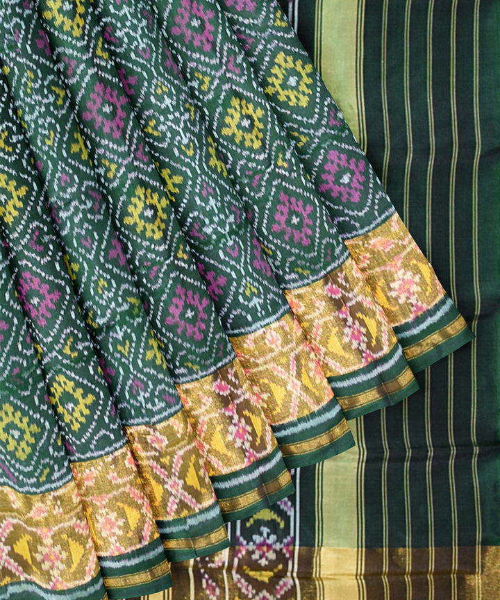 Dark green handwoven patola silk saree