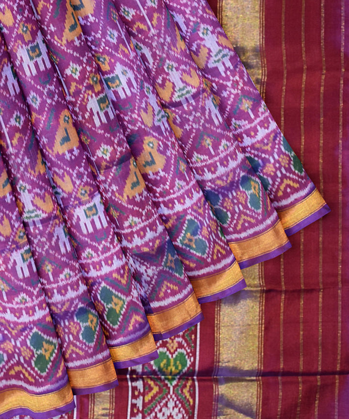 Purple handwoven silk patola saree