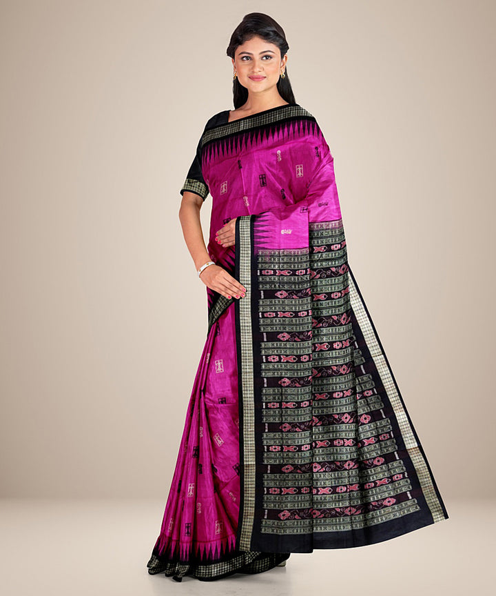 Purple black silk handwoven bomkai saree