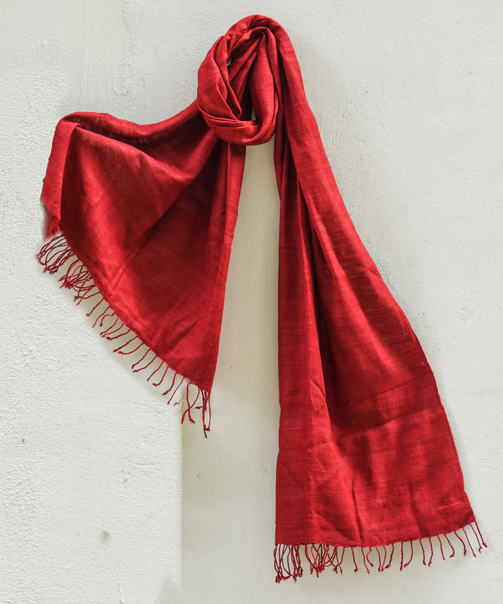 Red natural dye handloom eri silk assam stole