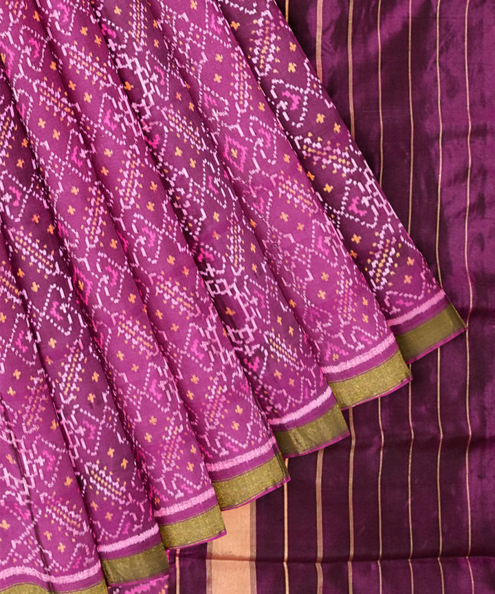 Purple silk handwoven patola saree