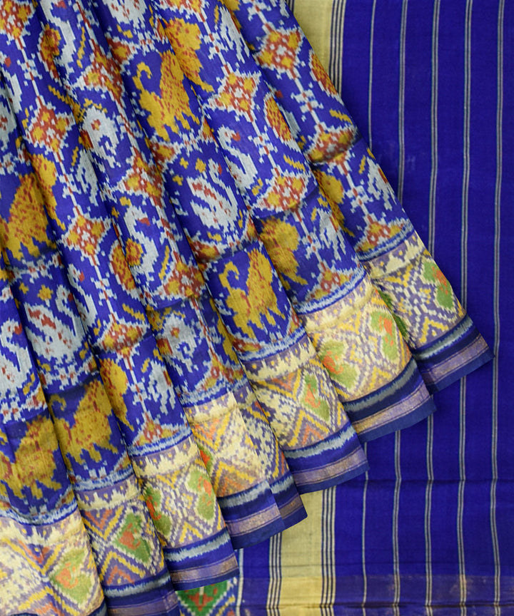 Navy blue silk handloom patola saree