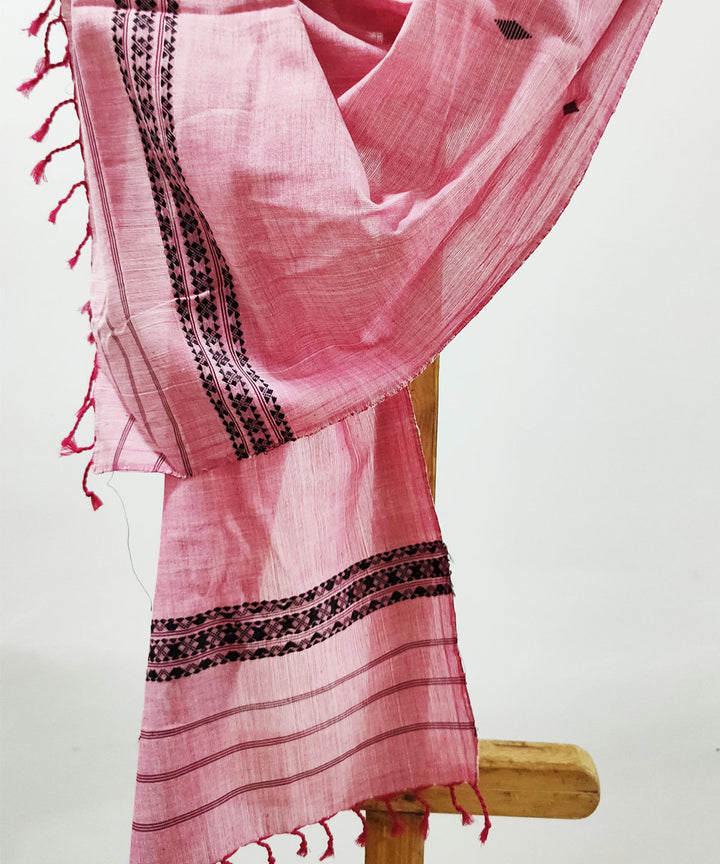 Pink black handloom cotton assam stole
