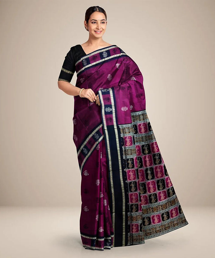 Magenta purple handwoven silk sambalpuri saree