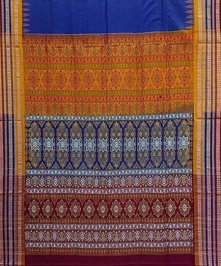 Navy blue multicolor handwoven bomkai cotton saree