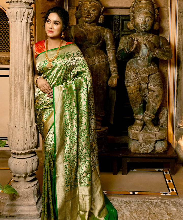 Light green silk handloom banarasi saree