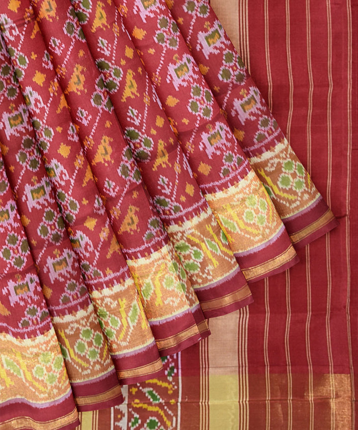 Maroon silk handloom patola saree