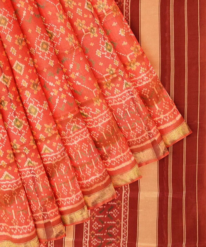 Red silk handwoven patola ikat saree