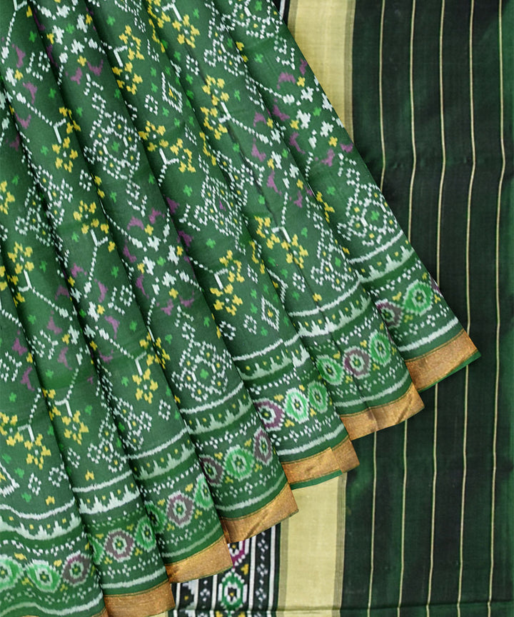 Dark green silk handwoven patola saree