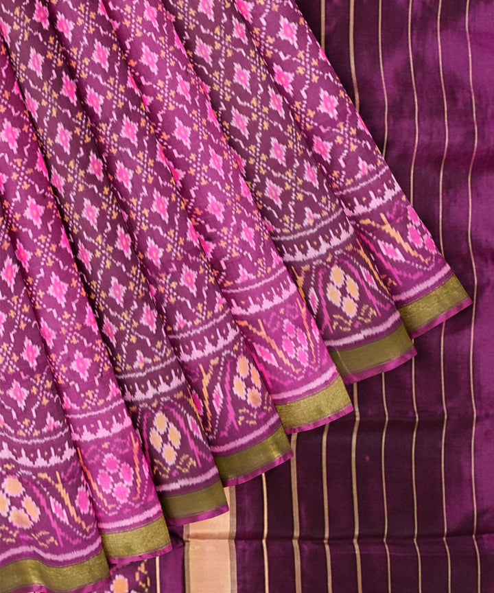 Purple green silk handloom patola saree