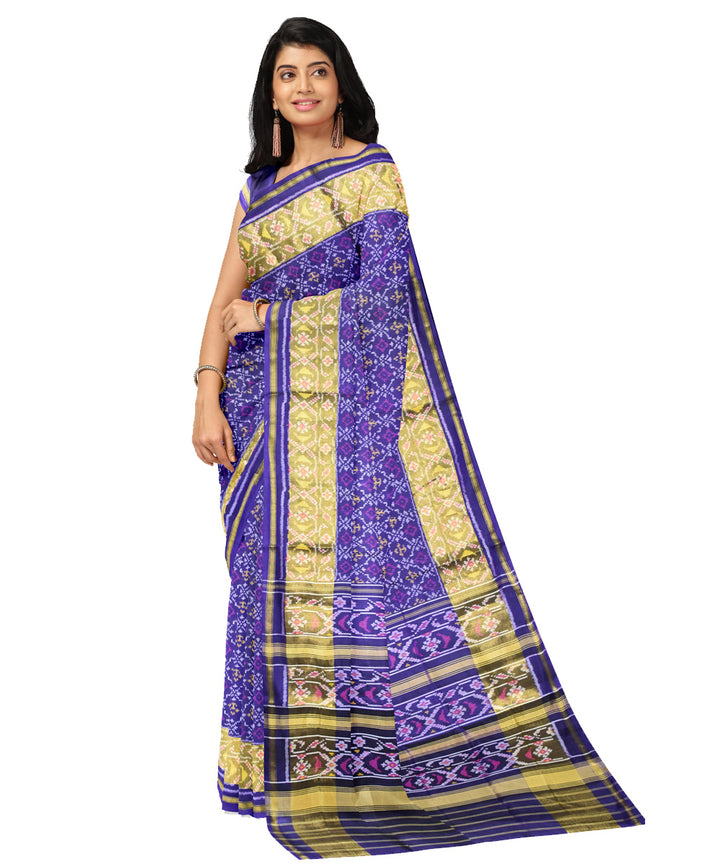 Navy blue silk handwoven patola saree