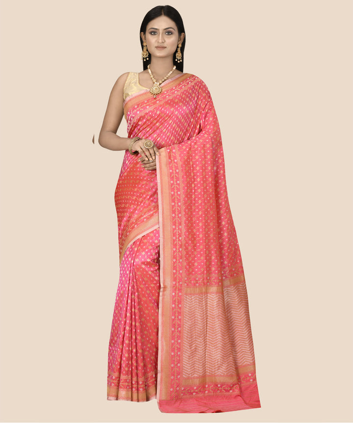 Pink silk handloom banarasi saree