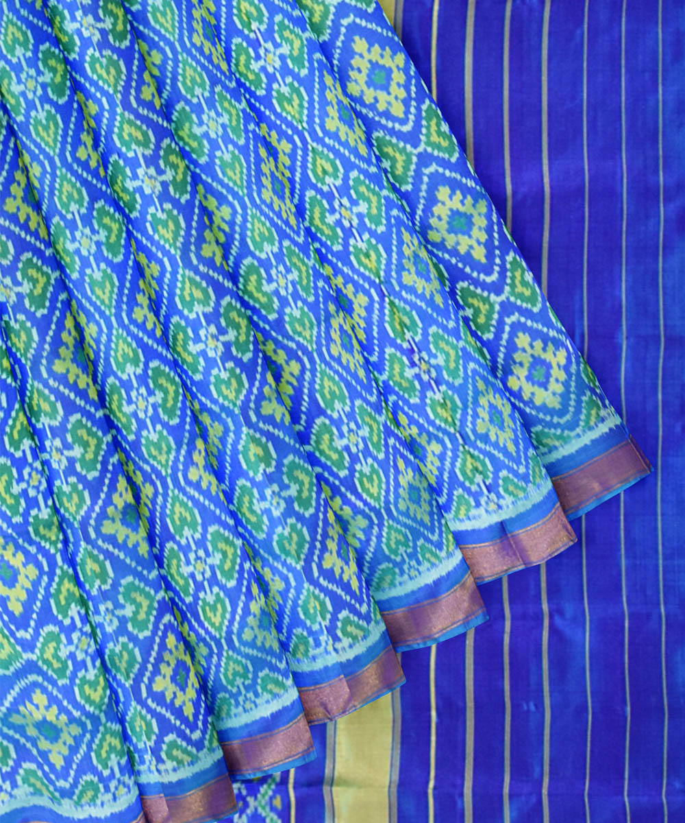 Sky blue silk handloom patola saree