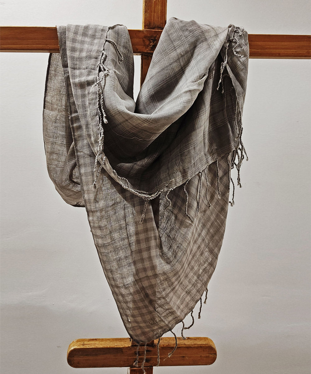 Grey check handloom cotton assam stole