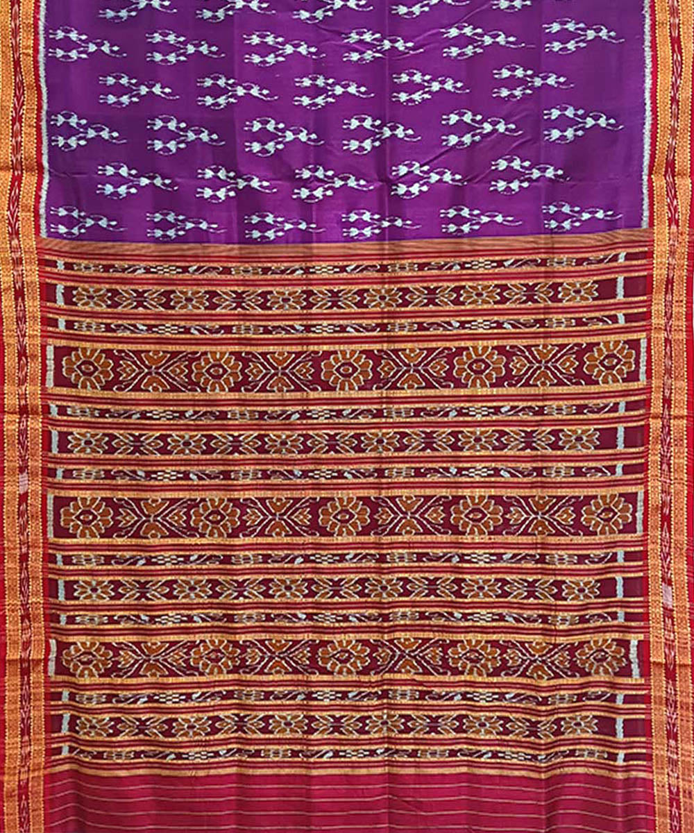 Purple maroon handwoven khandua silk saree