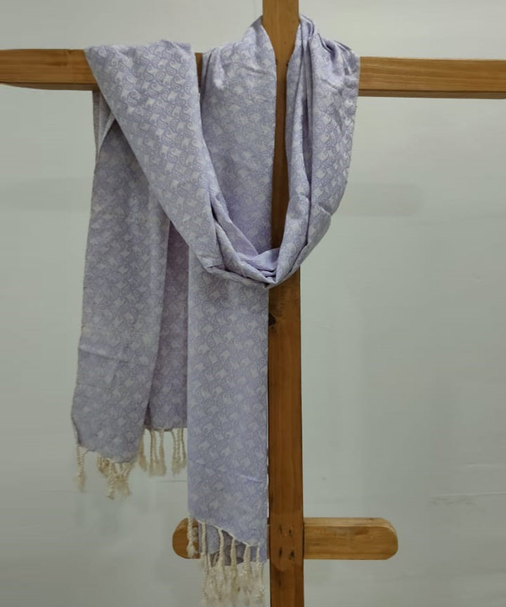 Pale blue grey natural dye handloom eri silk assam stole