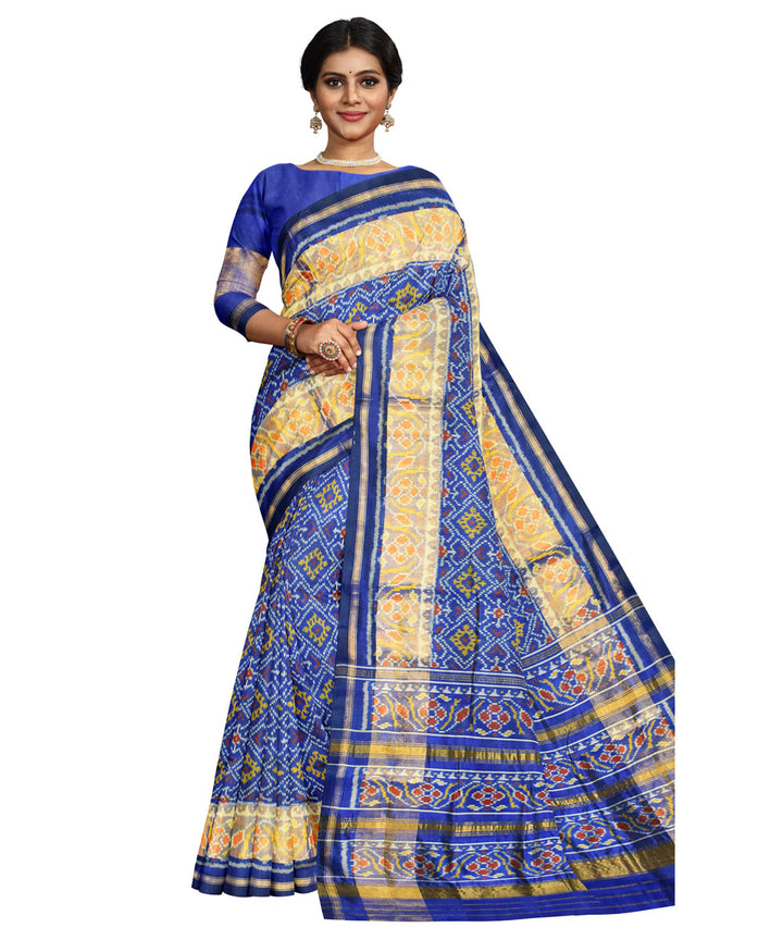 Navy blue silk handloom patola saree