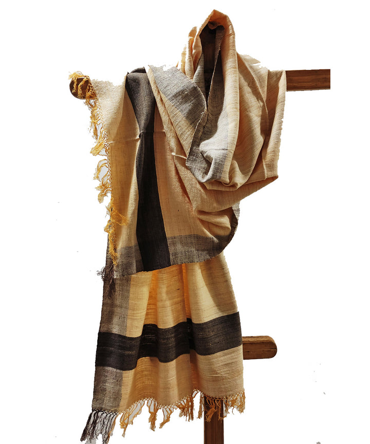 Cream brown handloom eri silk assam stole