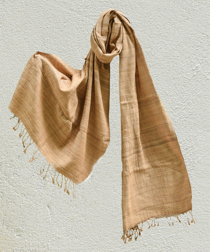 Beige natural dye handwoven eri silk assam stole