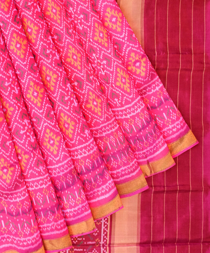 Patola pink silk handloom saree