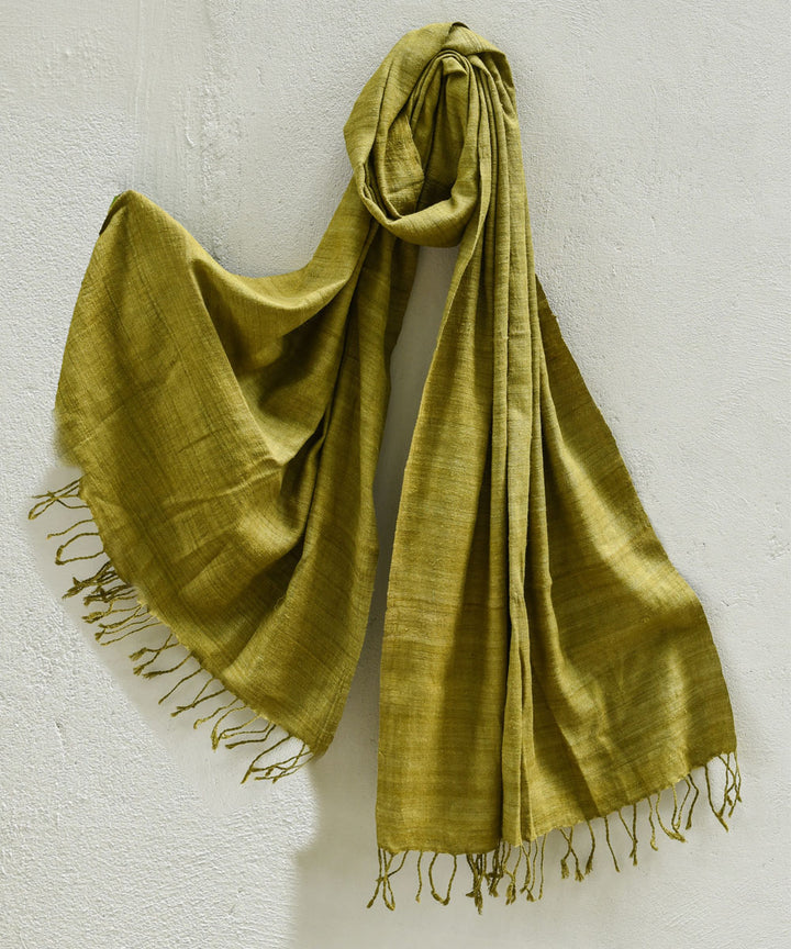 Olive green handloom eri silk assam stole