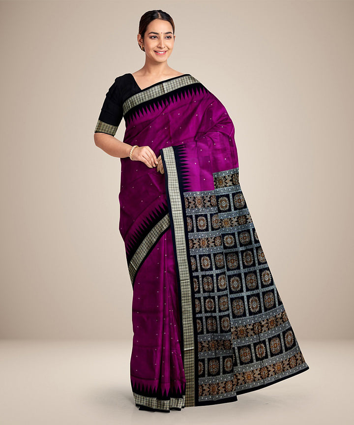 Purple black silk handwoven bomkai saree