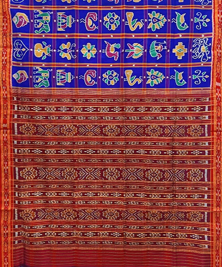 Indigo maroon handloom khandua silk saree