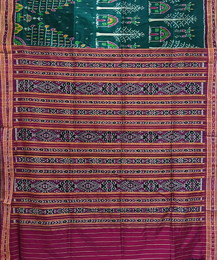 Turquoise purple handwoven khandua silk saree