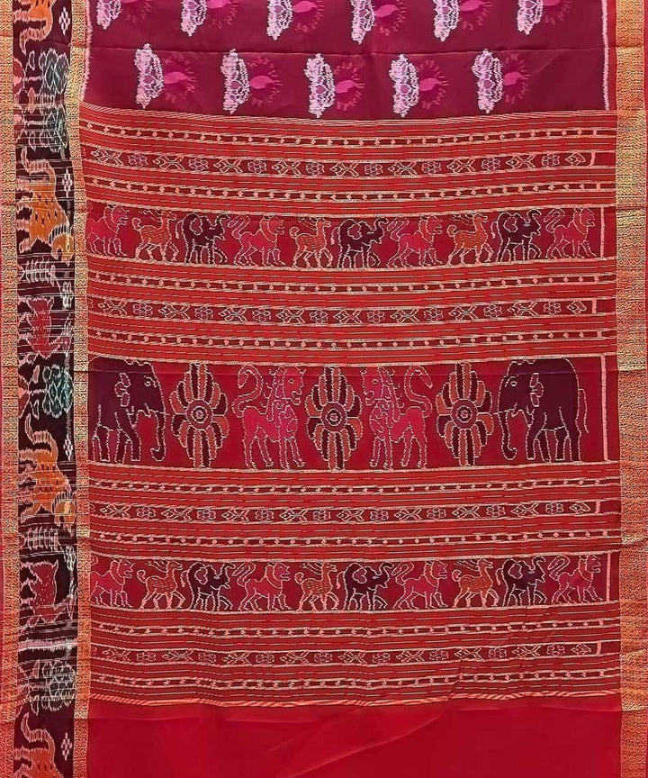 Purple red handloom khandua silk saree