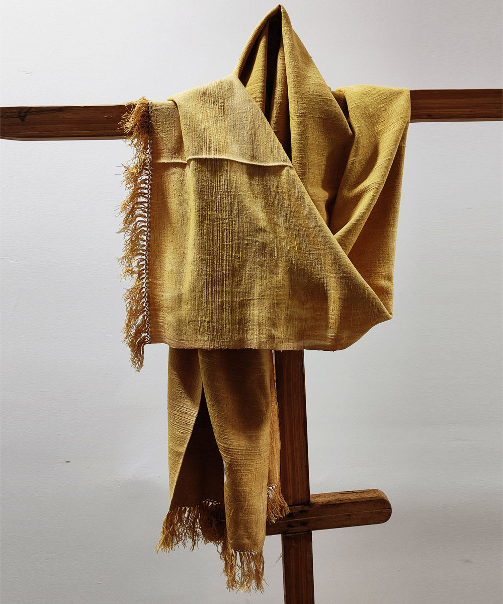 Light yellow handloom eri silk assam stole