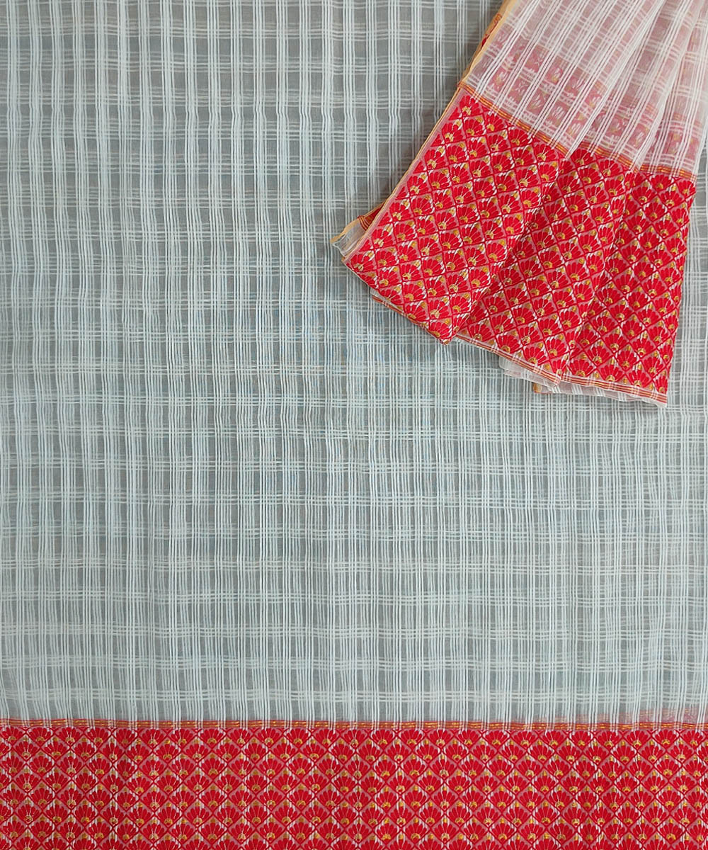 White red silk handloom assam mekhela chador