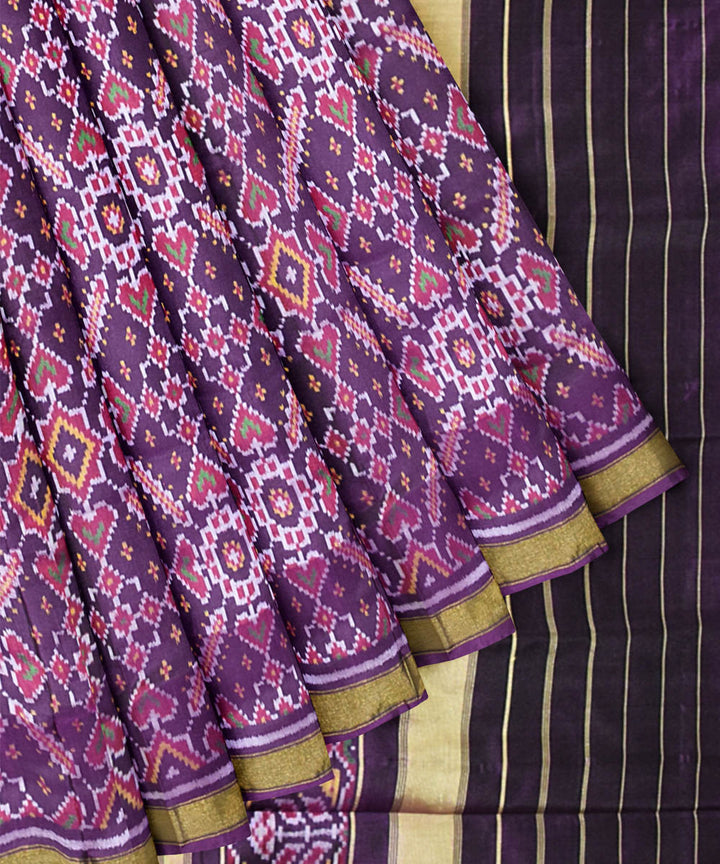 Violet handloom silk patola saree