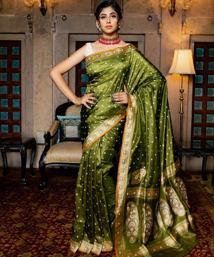 Light green silk handwoven banarasi saree