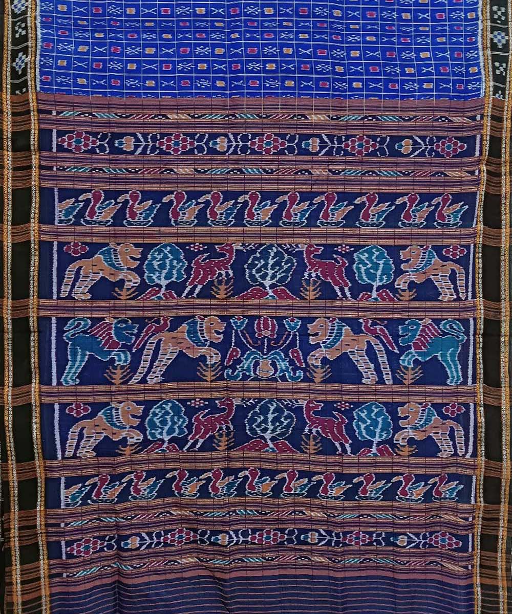 Indigo black handwoven khandua silk saree