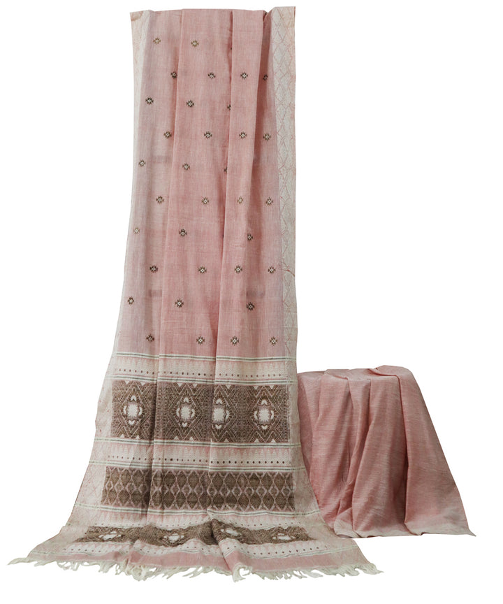 Peach brown handloom eri silk assam saree