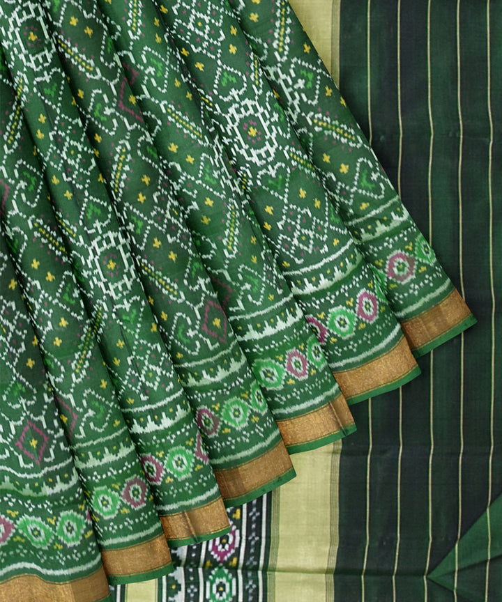 Dark green silk handloom patola saree