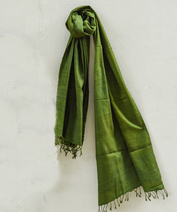 Olive green natural dye handloom eri silk assam stole