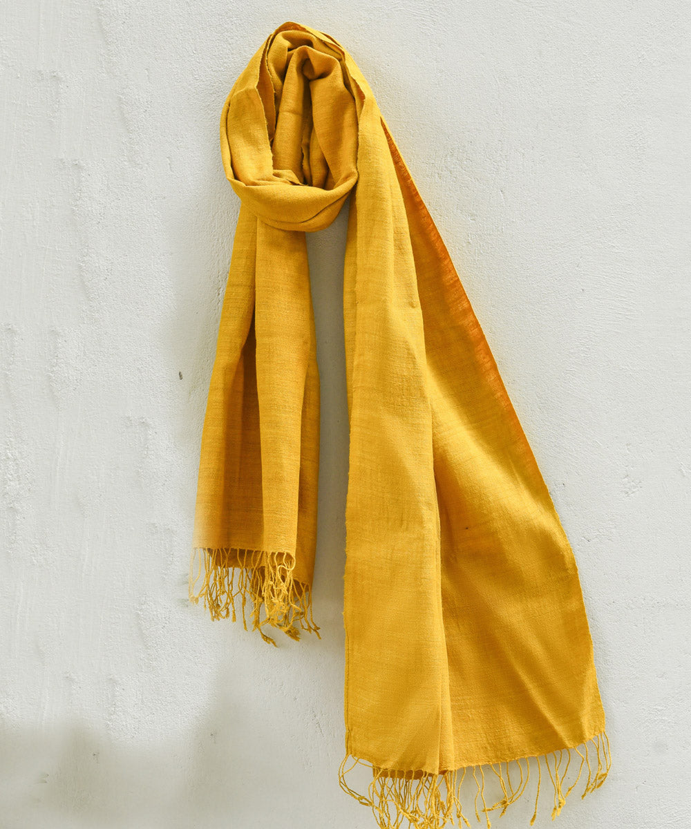 Yellow natural dye handloom eri silk assam stole