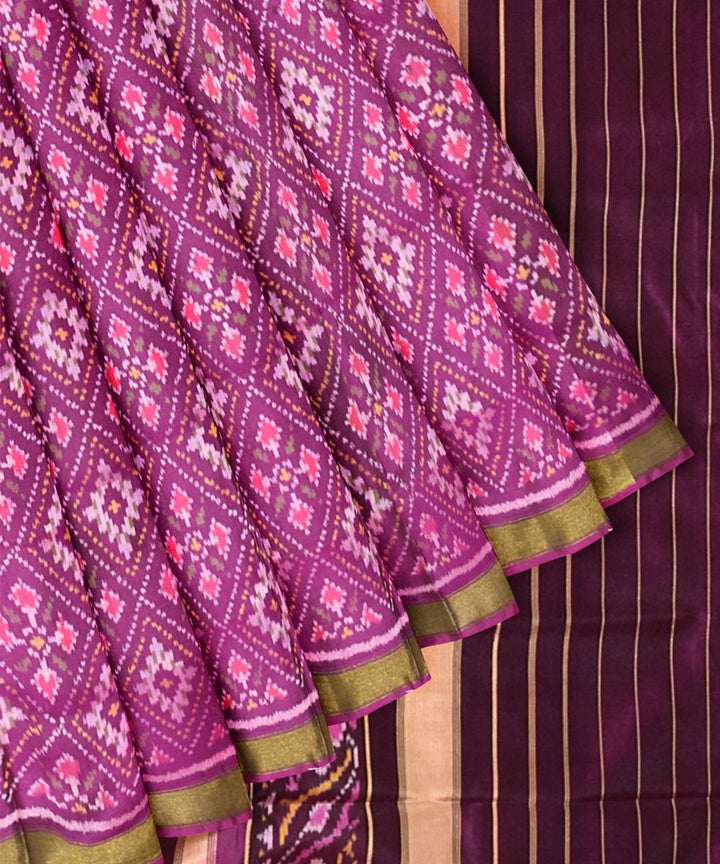 Purple handloom silk patola saree