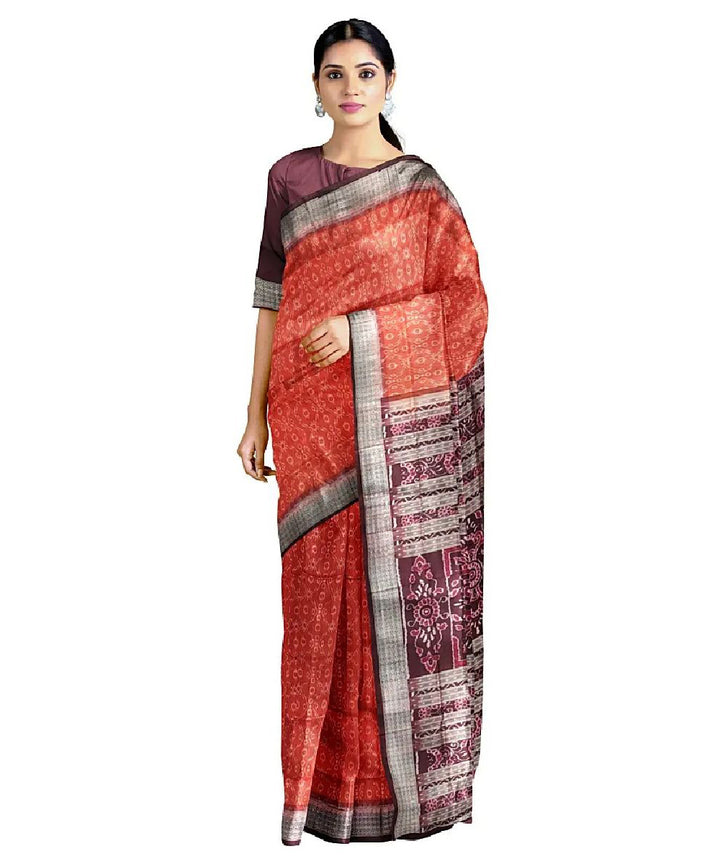 Orange handwoven silk sambalpuri saree