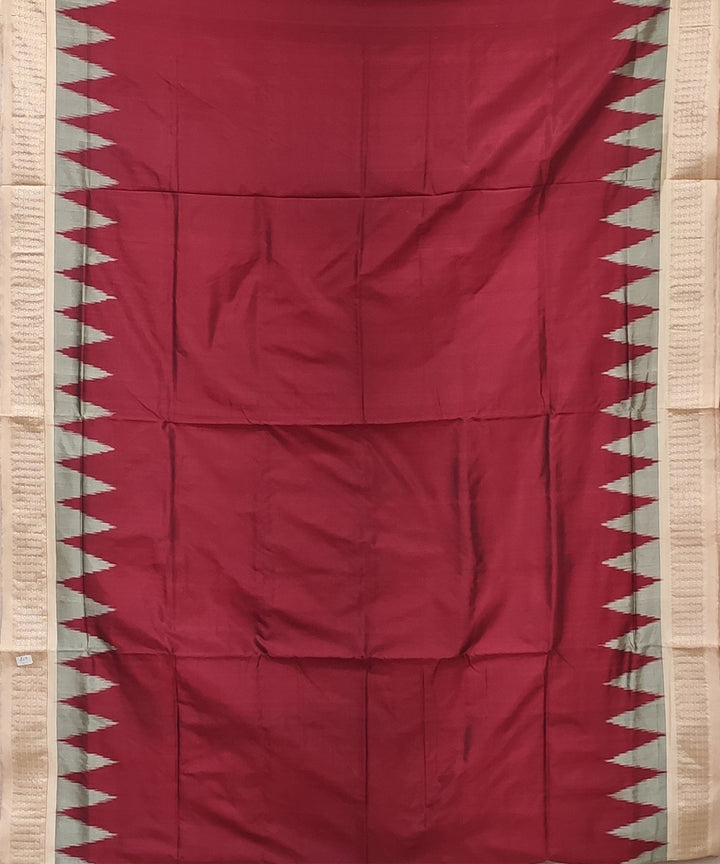 Maroon cream handwoven bomkai silk saree