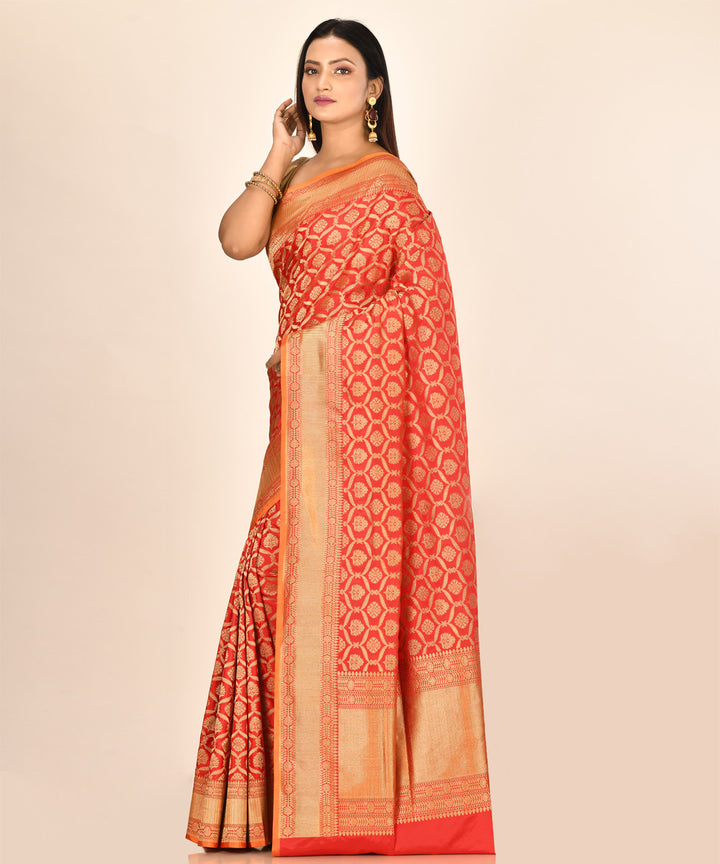 Red handloom silk banarasi saree