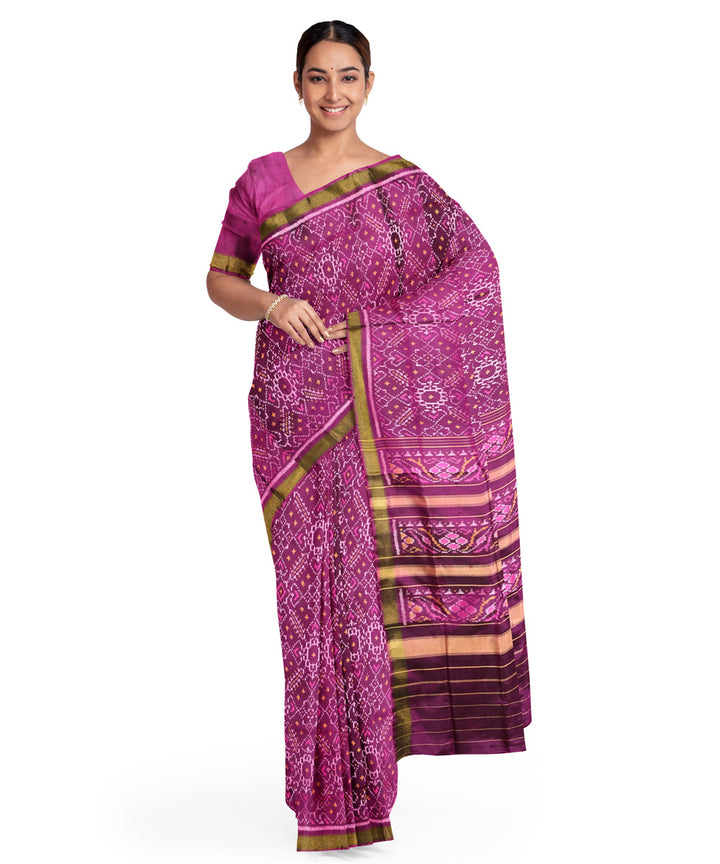 Purple silk handwoven patola saree