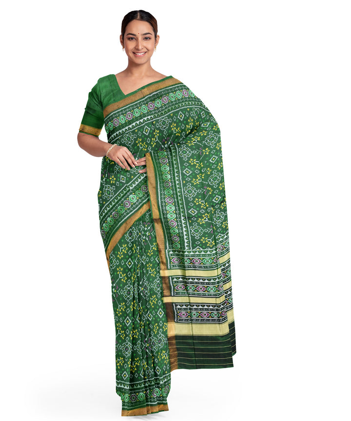 Dark green silk handwoven patola saree