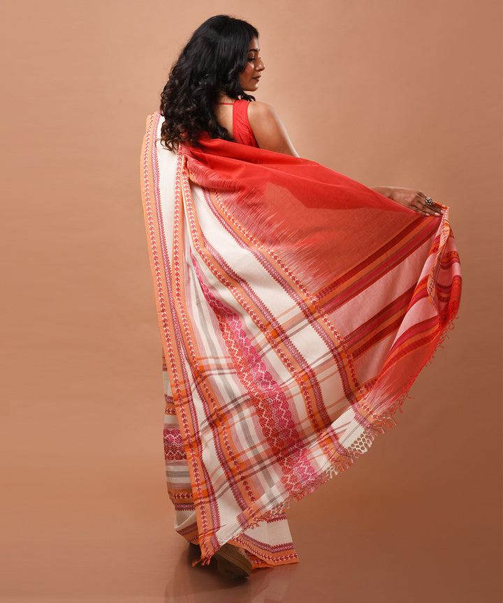 Red handloom cotton jamdani saree