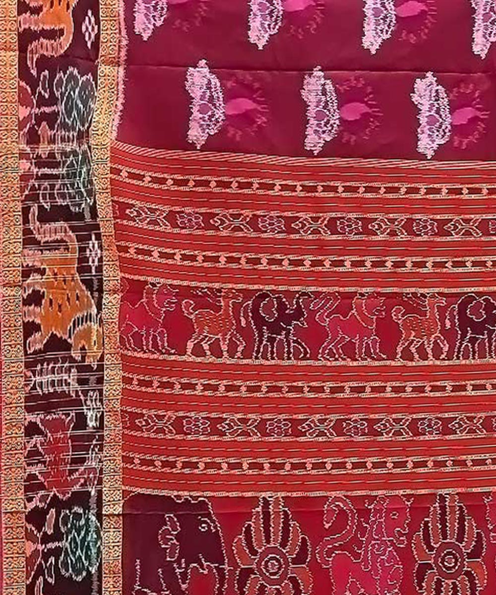 Purple red handloom khandua silk saree