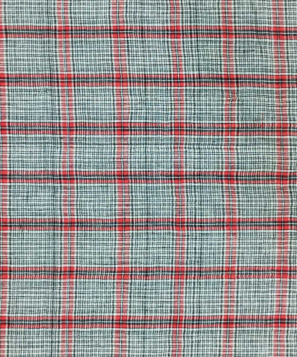 Grey multicolor checks handloom cotton assam stole