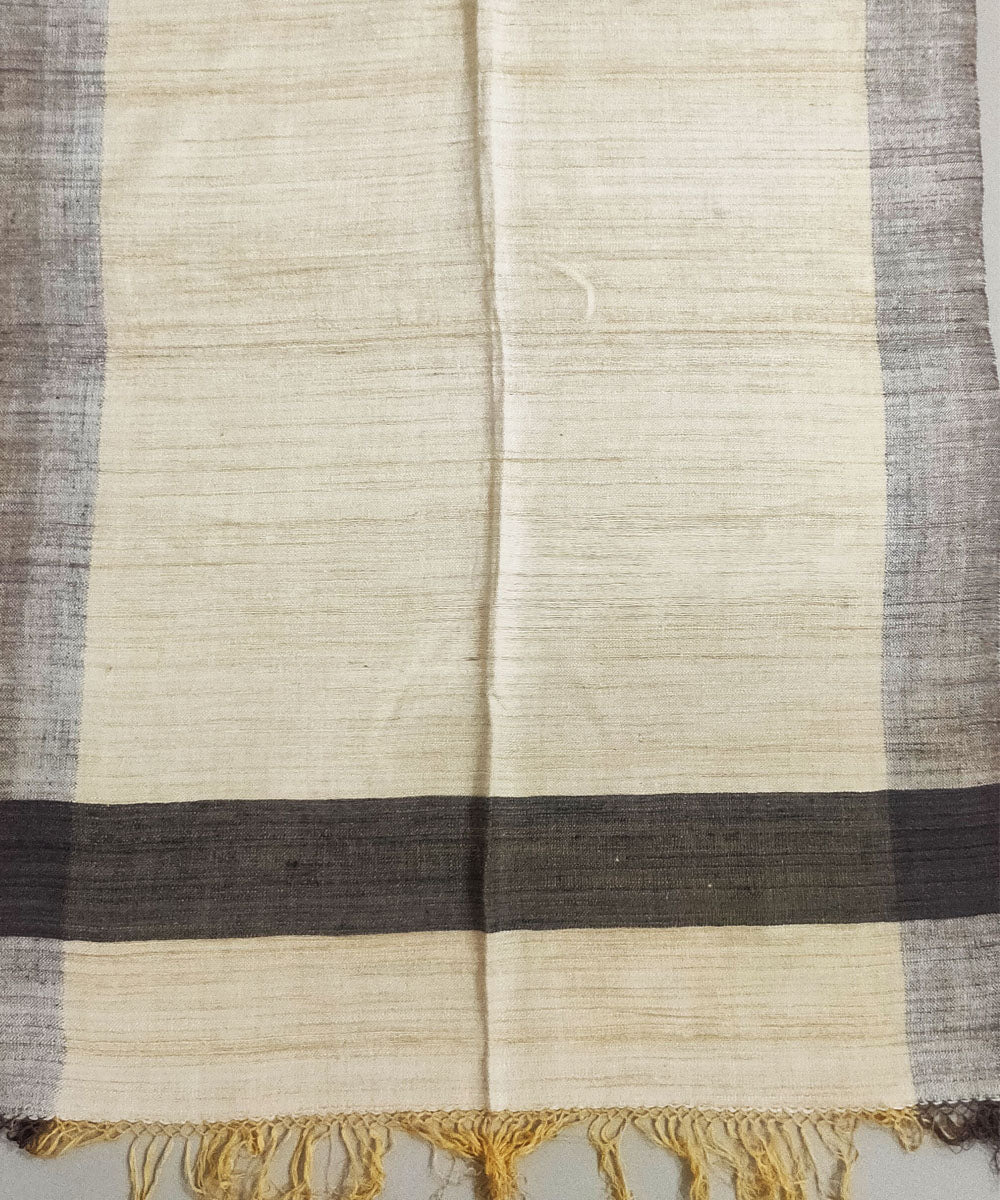 Cream brown handloom eri silk assam stole