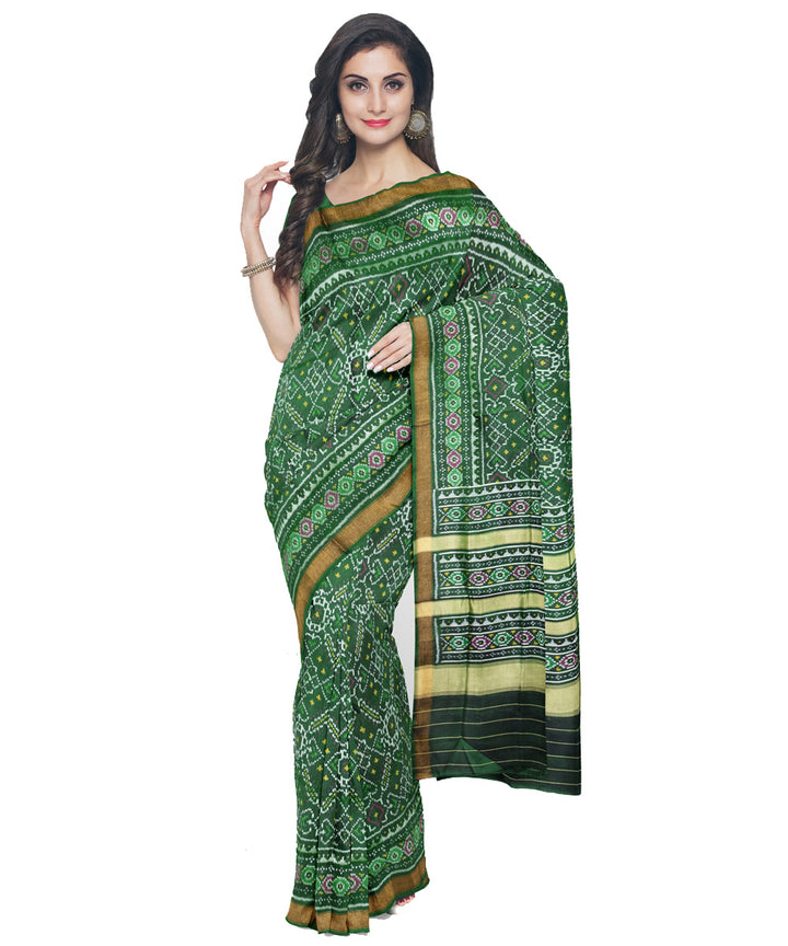 Dark green silk handloom patola saree