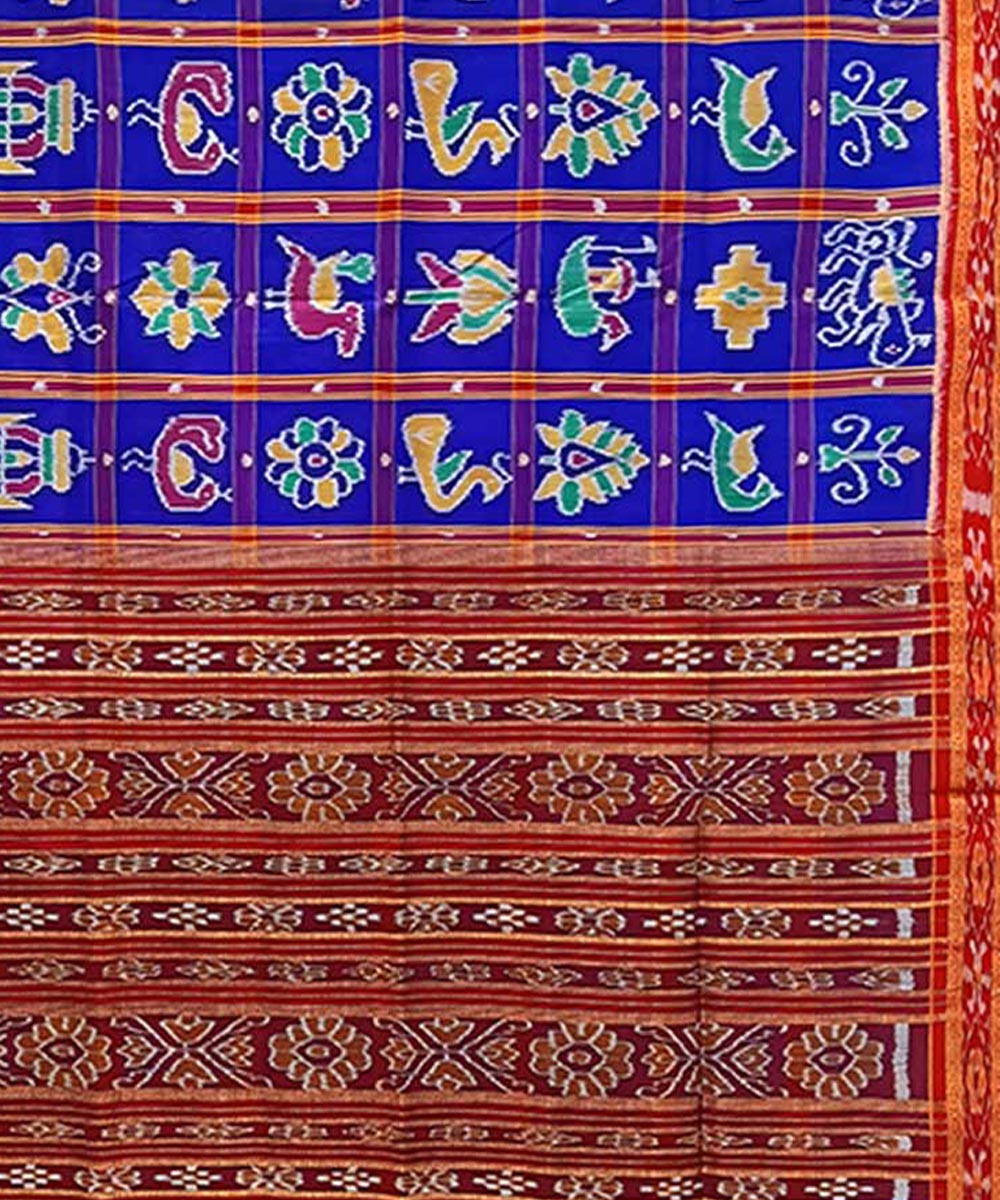 Indigo maroon handloom khandua silk saree